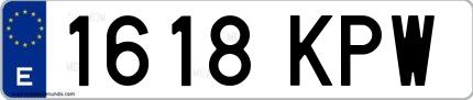 Ejemplo de matrícula española 1618 KPW