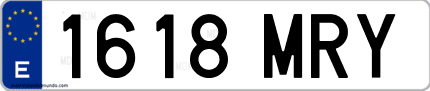 Ejemplo de matrícula de coche ordinaria 1618 MRY