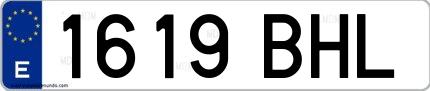 Ejemplo de matrícula española 1619 BHL