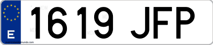 Ejemplo de matrícula de coche ordinaria 1619 JFP