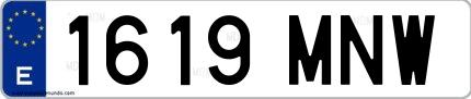 Ejemplo de matrícula española 1619 MNW