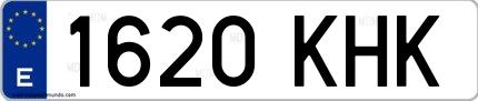 Ejemplo de matrícula española 1620 KHK