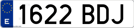 Ejemplo de matrícula de coche ordinaria 1622 BDJ
