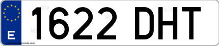 Ejemplo de matrícula de coche ordinaria 1622 DHT