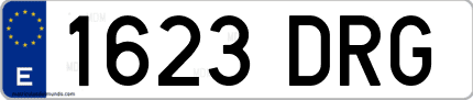 Ejemplo de matrícula de coche ordinaria 1623 DRG