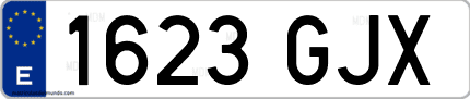 Ejemplo de matrícula de coche ordinaria 1623 GJX