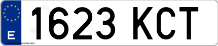 Ejemplo de matrícula de coche ordinaria 1623 KCT
