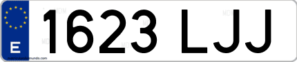 Ejemplo de matrícula de coche ordinaria 1623 LJJ