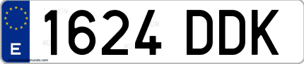 Ejemplo de matrícula de coche ordinaria 1624 DDK