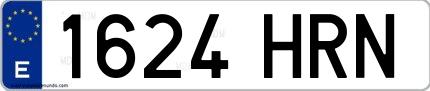 Ejemplo de matrícula española 1624 HRN