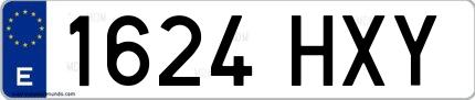 Ejemplo de matrícula española 1624 HXY