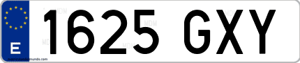 Ejemplo de matrícula de coche ordinaria 1625 GXY