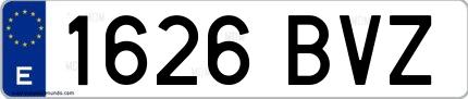 Ejemplo de matrícula española 1626 BVZ