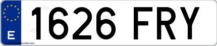 Ejemplo de matrícula española 1626 FRY