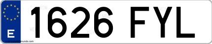 Ejemplo de matrícula española 1626 FYL