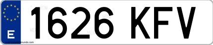 Ejemplo de matrícula española 1626 KFV