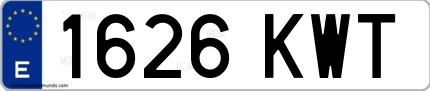Ejemplo de matrícula española 1626 KWT