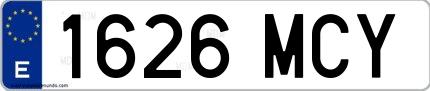 Ejemplo de matrícula española 1626 MCY