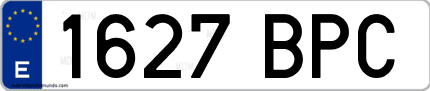 Ejemplo de matrícula de coche ordinaria 1627 BPC