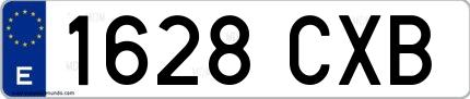 Ejemplo de matrícula española 1628 CXB