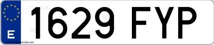 Ejemplo de matrícula española 1629 FYP