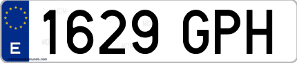 Ejemplo de matrícula de coche ordinaria 1629 GPH