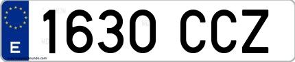Ejemplo de matrícula española 1630 CCZ