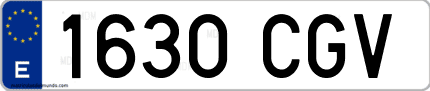 Ejemplo de matrícula de coche ordinaria 1630 CGV