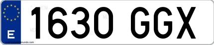 Ejemplo de matrícula española 1630 GGX