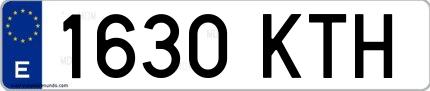 Ejemplo de matrícula española 1630 KTH