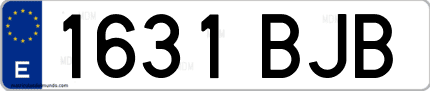Ejemplo de matrícula de coche ordinaria 1631 BJB