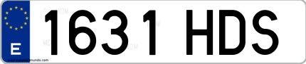 Ejemplo de matrícula española 1631 HDS