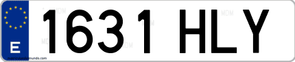 Ejemplo de matrícula de coche ordinaria 1631 HLY