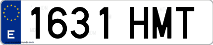 Ejemplo de matrícula de coche ordinaria 1631 HMT