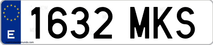 Ejemplo de matrícula de coche ordinaria 1632 MKS