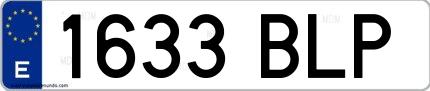 Ejemplo de matrícula española 1633 BLP