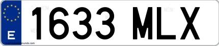 Ejemplo de matrícula española 1633 MLX