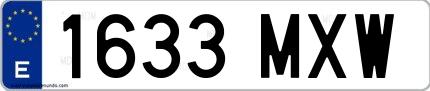 Ejemplo de matrícula española 1633 MXW