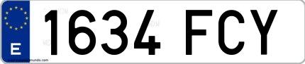 Ejemplo de matrícula española 1634 FCY