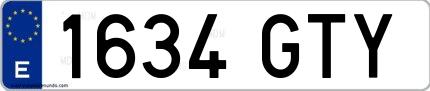 Ejemplo de matrícula española 1634 GTY