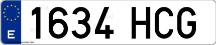 Ejemplo de matrícula española 1634 HCG