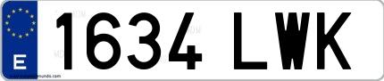 Ejemplo de matrícula española 1634 LWK