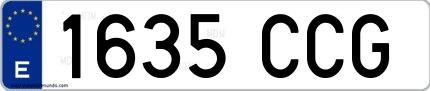 Ejemplo de matrícula española 1635 CCG