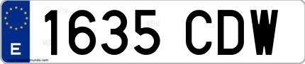 Ejemplo de matrícula española 1635 CDW