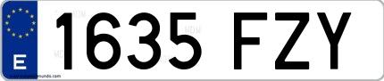Ejemplo de matrícula española 1635 FZY