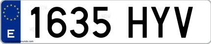 Ejemplo de matrícula española 1635 HYV