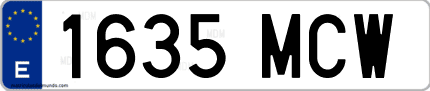 Ejemplo de matrícula de coche ordinaria 1635 MCW
