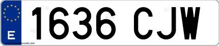 Ejemplo de matrícula española 1636 CJW
