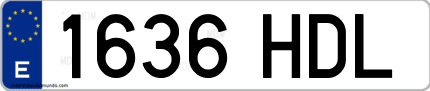 Ejemplo de matrícula de coche ordinaria 1636 HDL