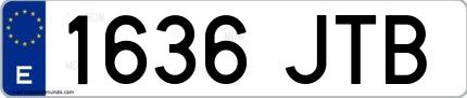 Ejemplo de matrícula española 1636 JTB